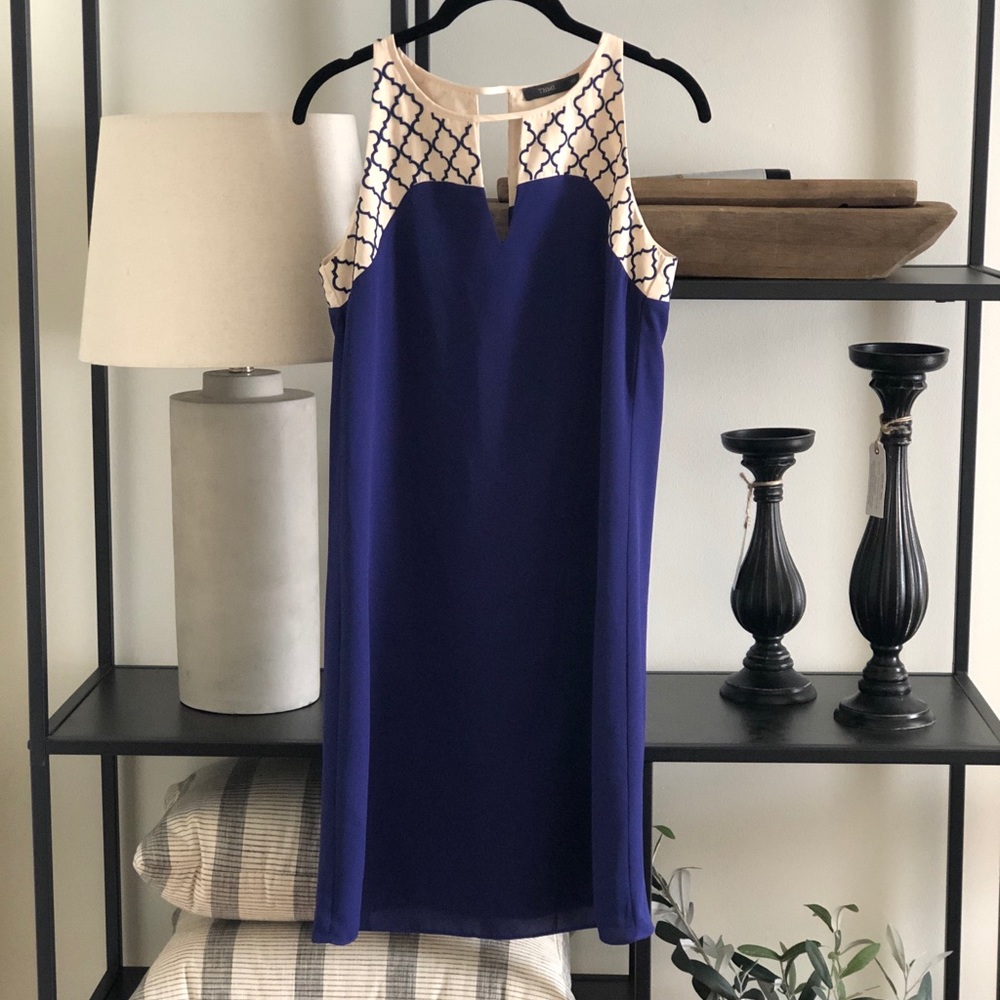 THML Cobalt  and Cream Shift Dress